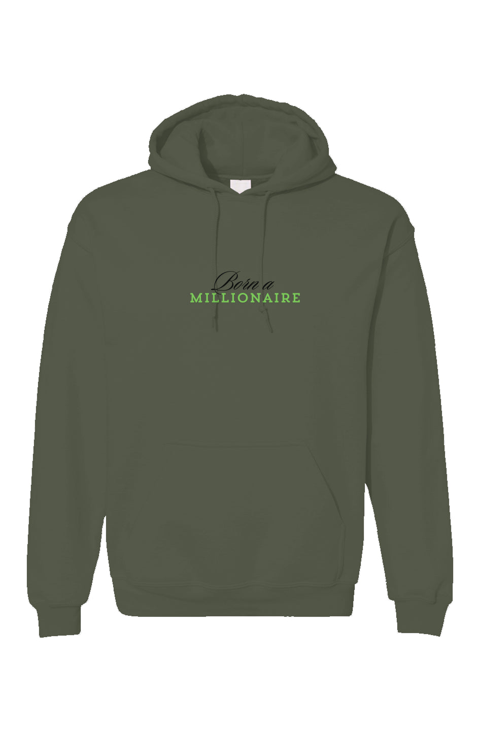 military green Embroidered Affirmations, Born A Millionaire Unisex Gildan Hoodie