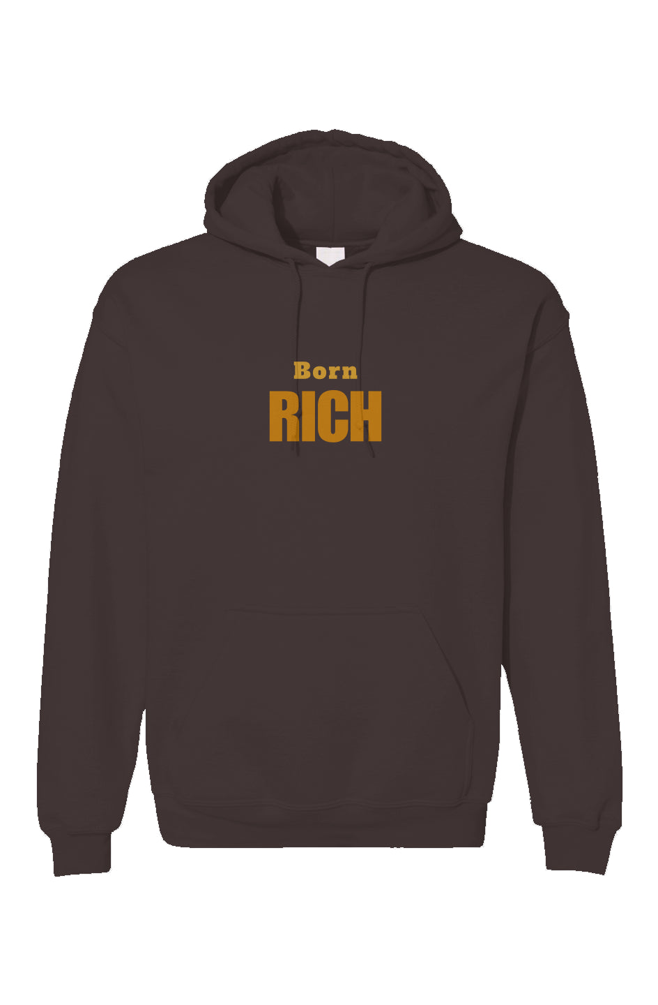 Chocolate Embroidered Born Rich Unisex Gildan Hoodie