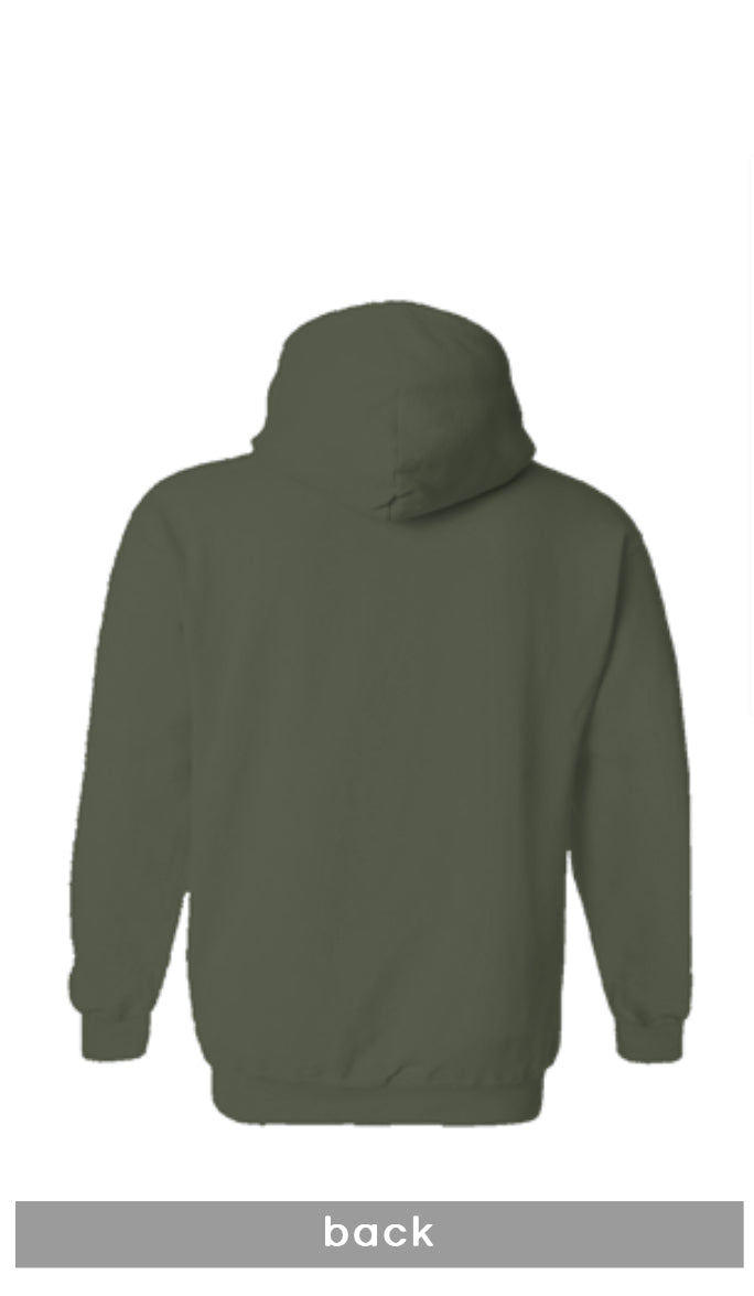 military green Embroidered Affirmations, Born A Millionaire Unisex Gildan Hoodie
