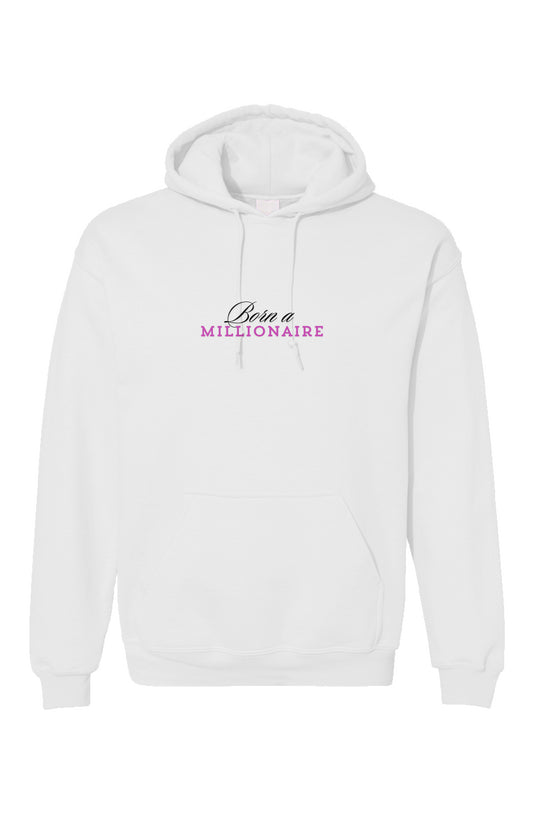 Pink embroidered affirmations, Born A Millionaire Unisex Gildan Hoodie 
