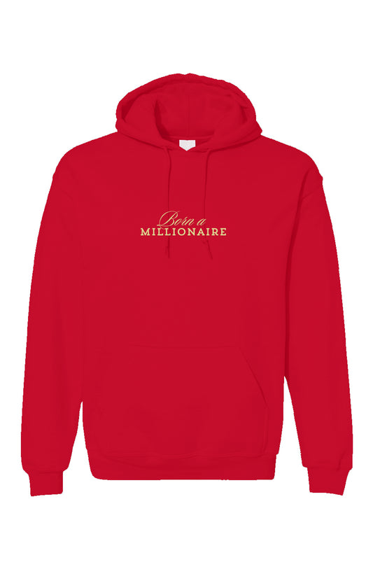Red Embroidered Affirmations, Born A Millionaire Unisex Gildan Hoodie