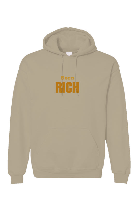 Sand Embroidered Born Rich Unisex Gildan Hoodie