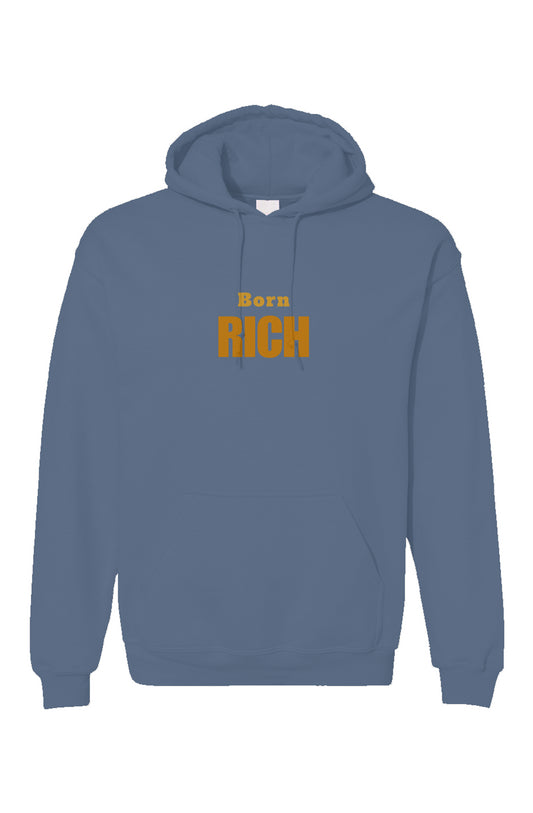 Indigo blue Embroidered Born Rich Unisex Gildan Hoodie