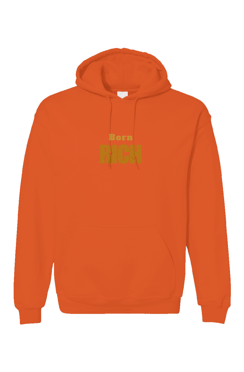 Orange Embroidered Born Rich Unisex Gildan Hoodie