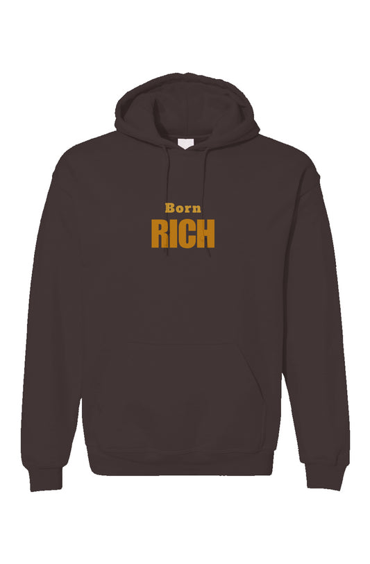 Chocolate Embroidered Born Rich Unisex Gildan Hoodie